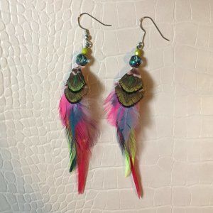 4 for $45! dyed natural feather earrings